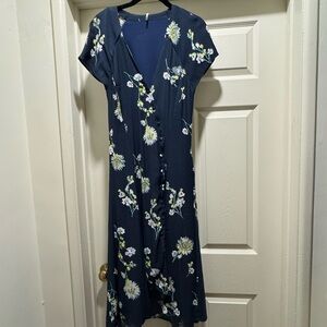 Free People Navy Floral Midi Dress
